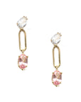 White Topaz Link Oval Gem Earrings