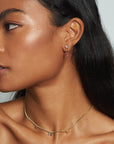 White Topaz Link Oval Gem Earrings