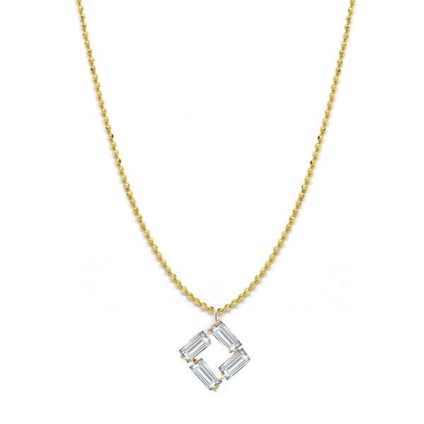 White Sapphire Square Baguette Necklace