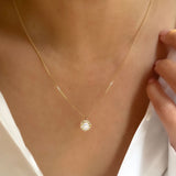 Moonstone Diamond Cluster Pendant Necklace