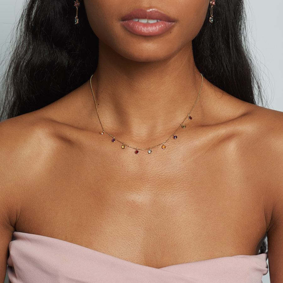 Gold gem necklace store