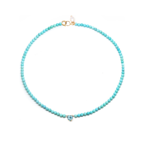 Blue Topaz Heart Turquoise Necklace