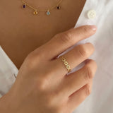 Slim Rigid Square Link Ring