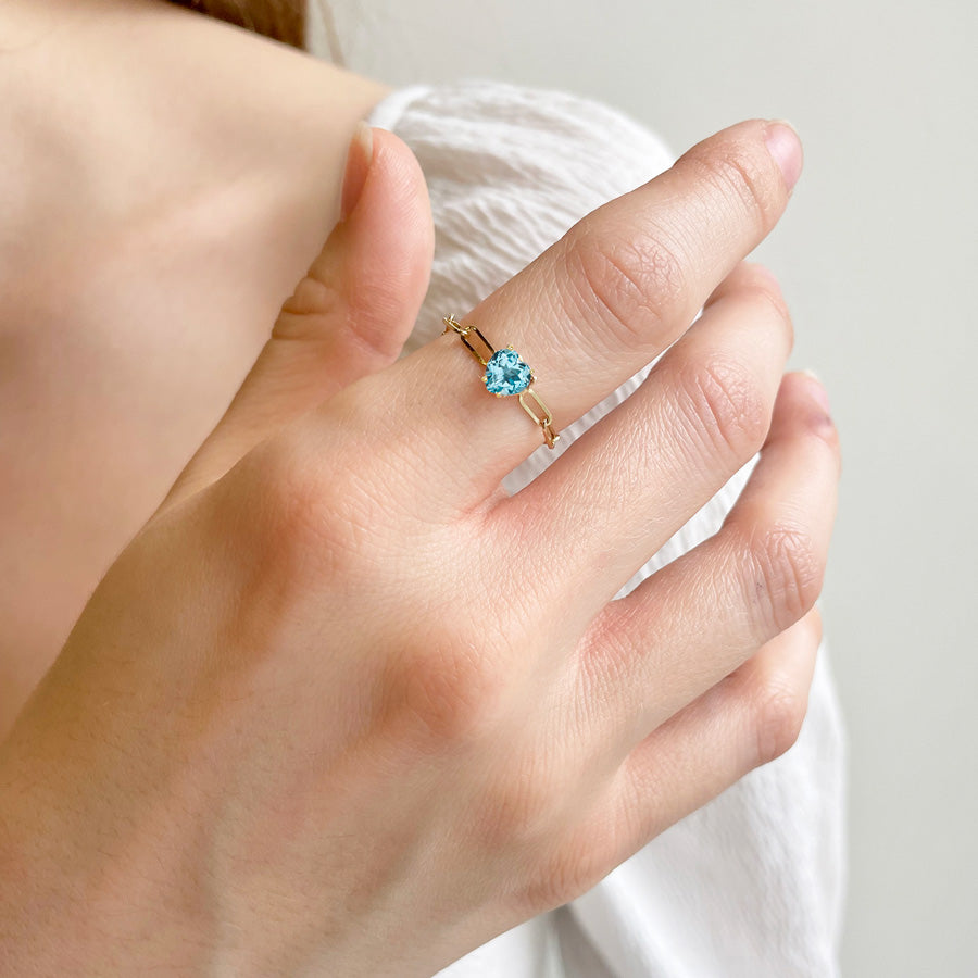 Sweetheart Gem Chain Link Ring POPPY FINCH