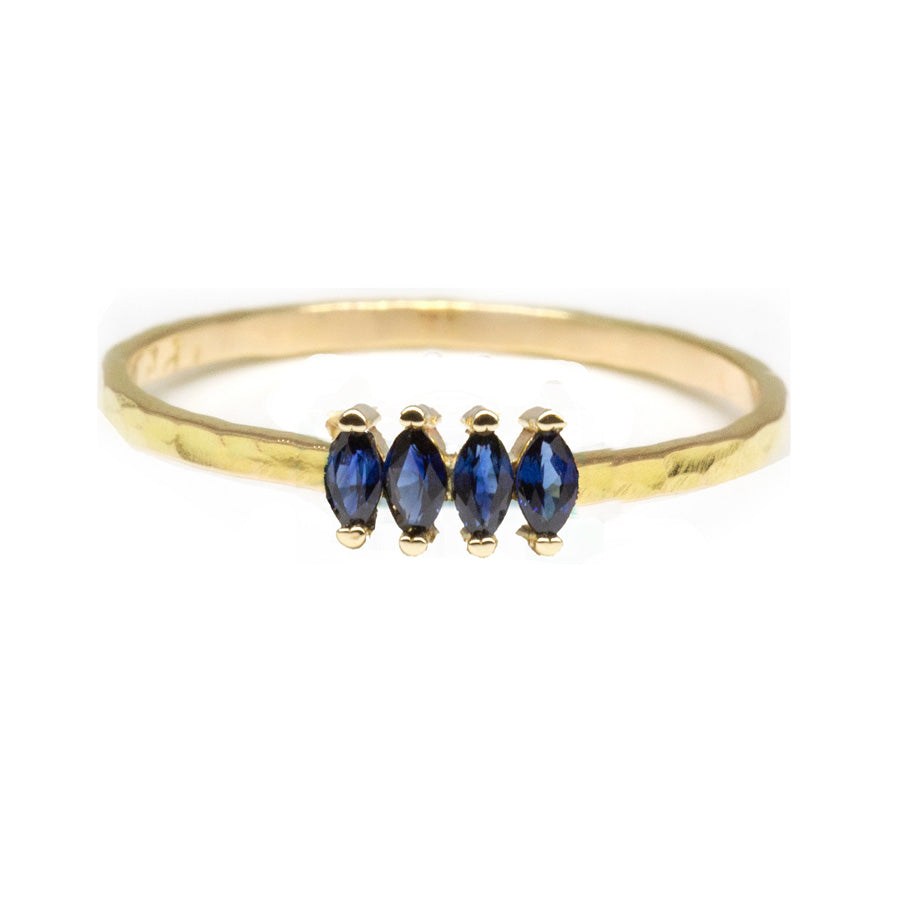 Marquise Quartet Blue Sapphire Ring