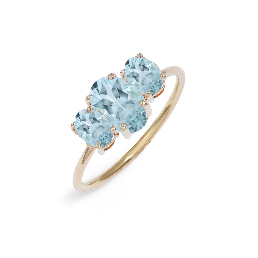 Triple Oval Aquamarine Ring