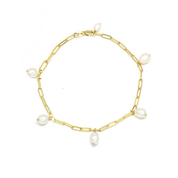 Petite Link Chain Oval Pearl Bracelet
