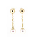 Gold Ball Pearl Linear Earrings