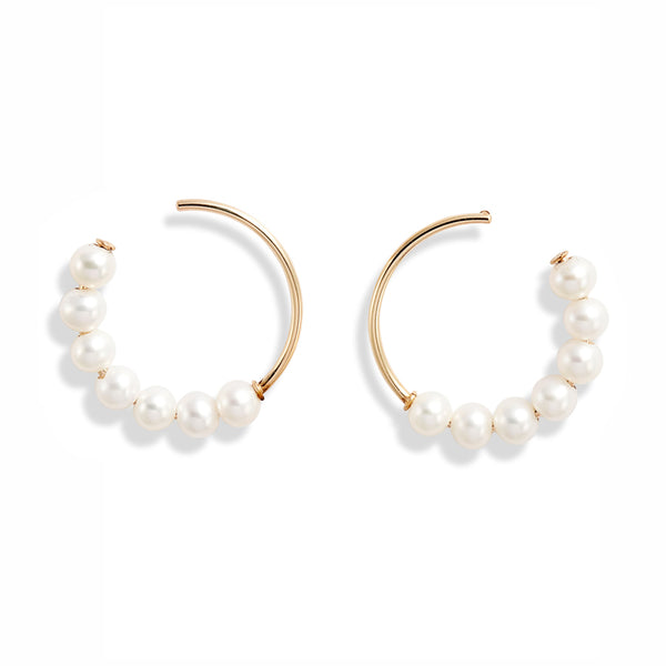 Baby Pearl Open Hoop Stud Earrings