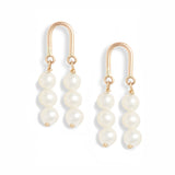 Gold Arch Three Pearl Earrings