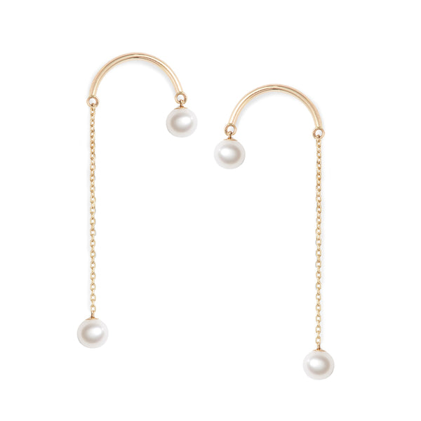 Crescent Hi-Lo Pearl Earrings
