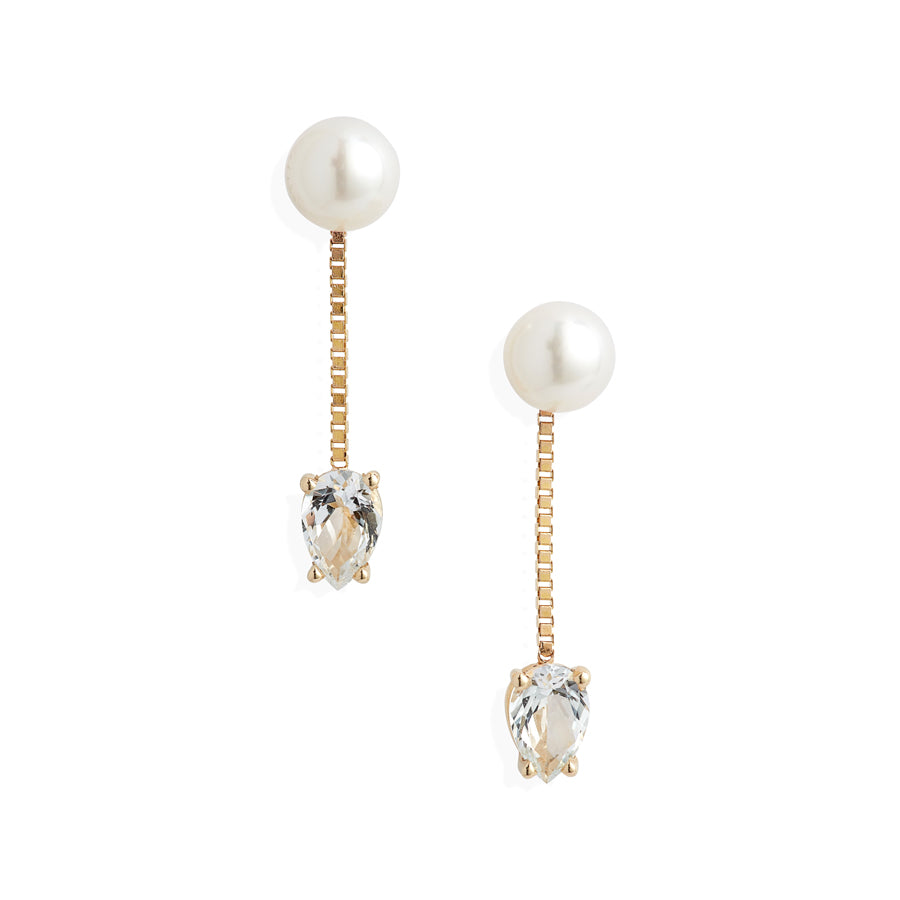 Pearl White Topaz Chain Drop Earrings