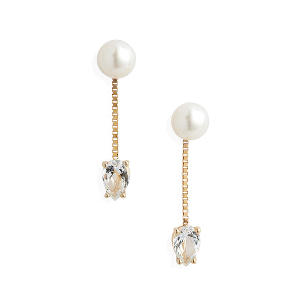 Pearl White Topaz Chain Drop Earrings