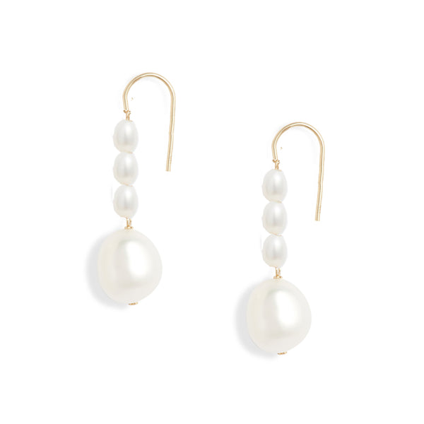 Short Keshi Baroque Pearl Linear Earrings