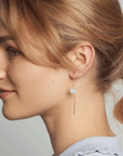 Pearl Flower Threader Earrings