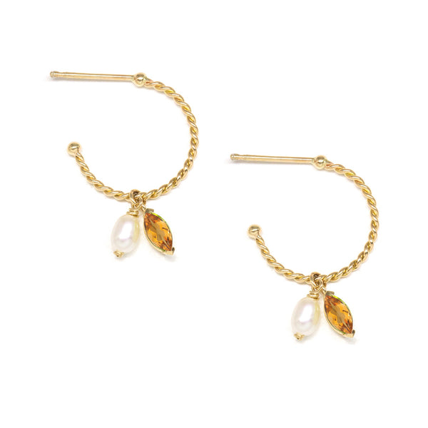 Twisted Hoop with Marquise Gem Earrings