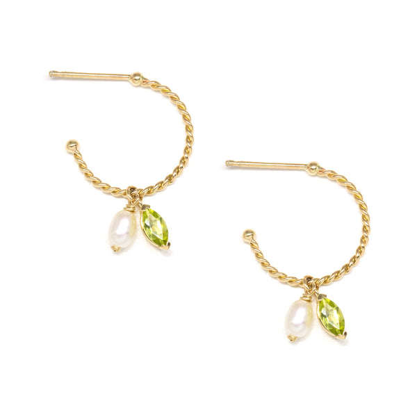 Twisted Hoop with Marquise Gem Earrings