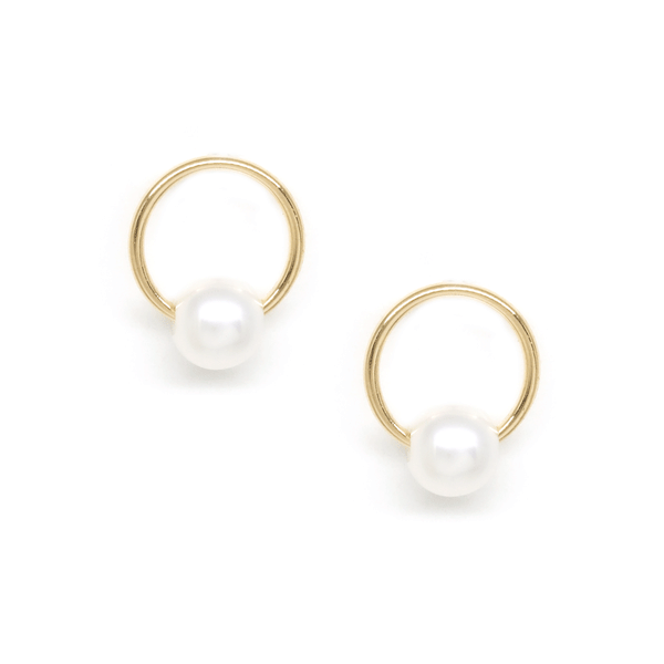 Small Circle Pearl Earrings