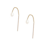 Petite Oval Pearl Threader Earrings