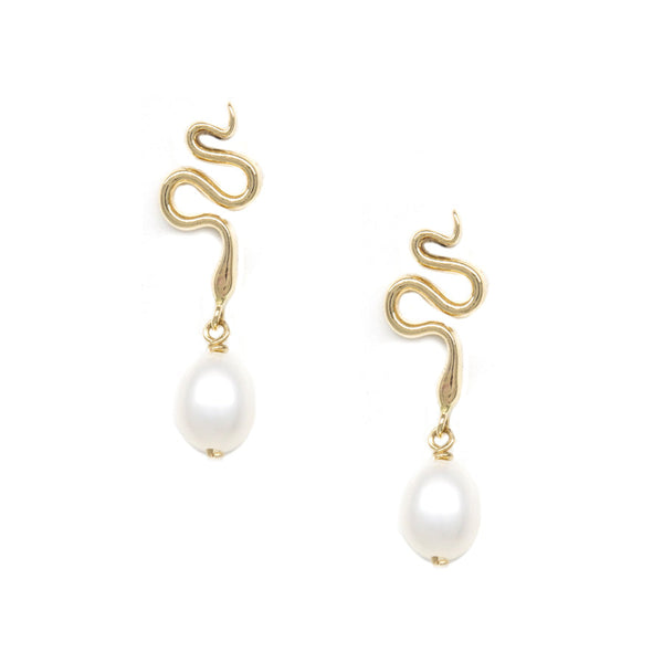 Serpent Pearl Drop Earrings