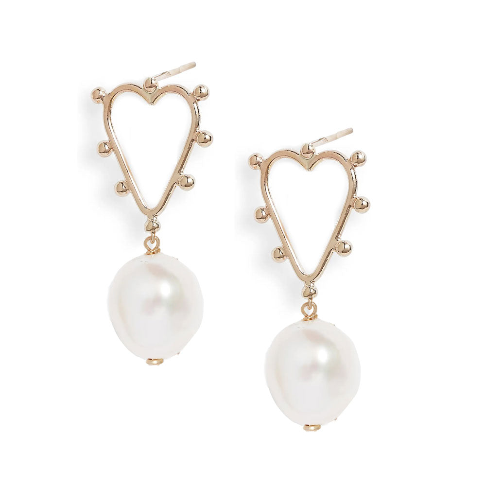 Large Heart Baroque Pearl Earrings