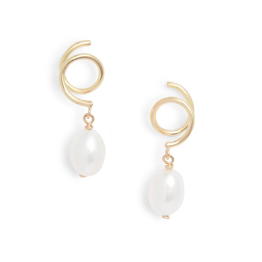 Spiral Pearl Drop Earrings