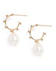 Beaded Huggies with Oval Pearl Dangles