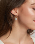 Beaded Huggies with Oval Pearl Dangles