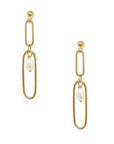 Long Link Pearl Dangle Earrings