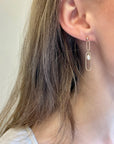 Long Link Pearl Dangle Earrings