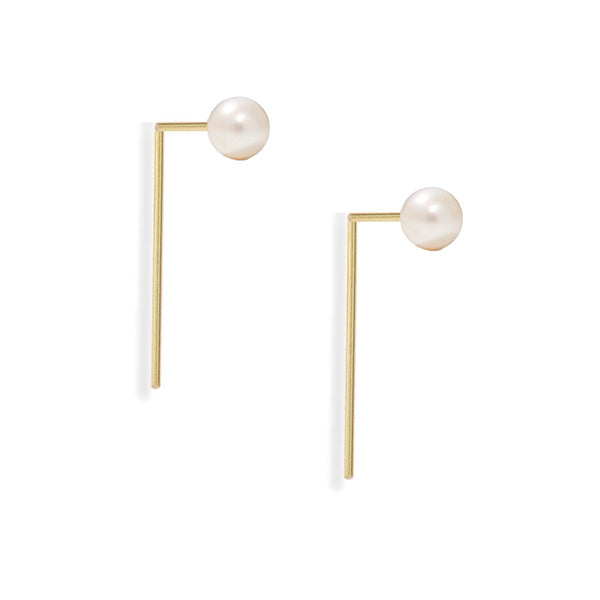 L Threader Pearl Earrings