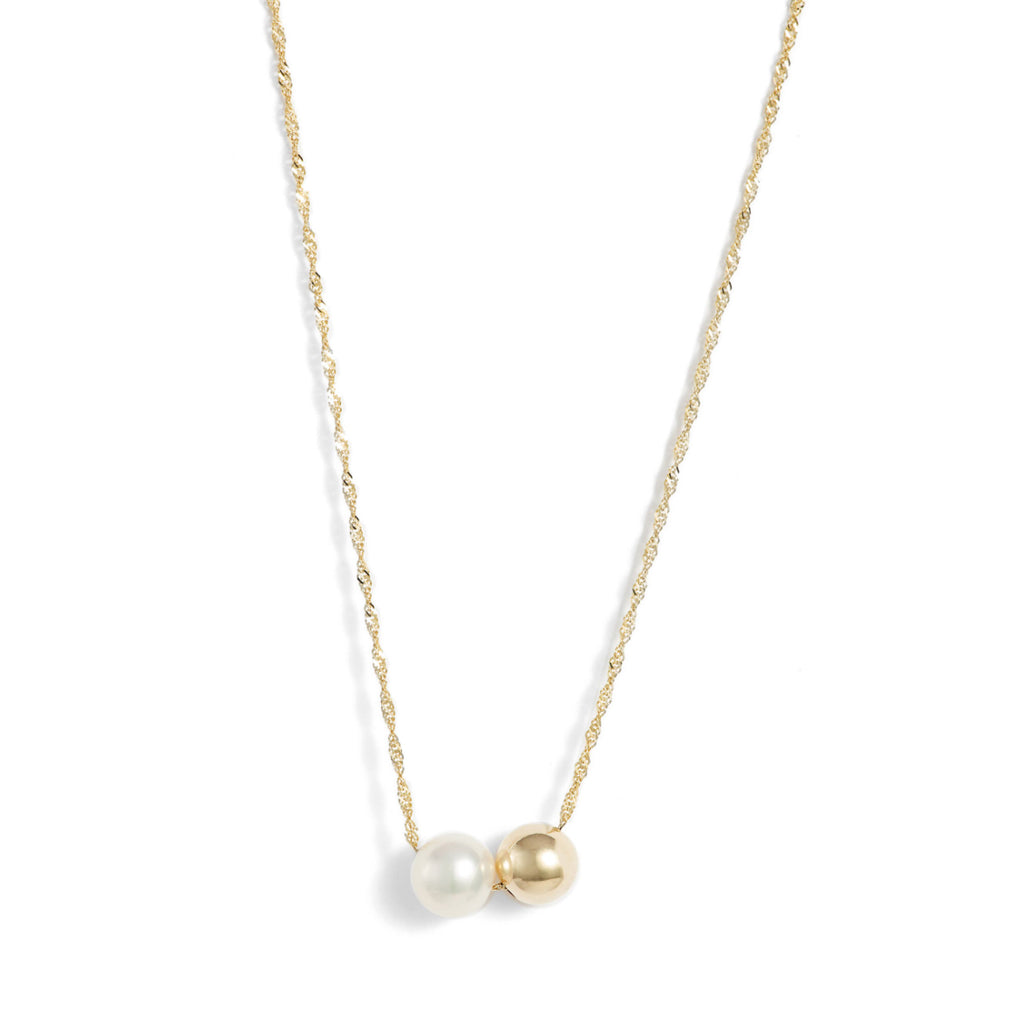 Gold Pearl Duo Pendant Necklace