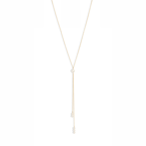 Pearl Dangle Double Lariat Necklace