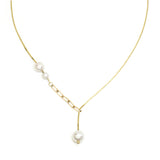 Box Chain Pearl Dangle Necklace