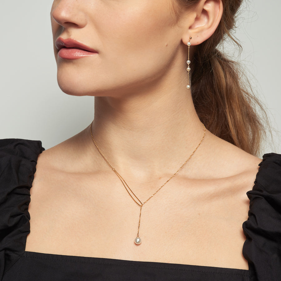 Shimmer Pearl Pull Through Necklace POPPY FINCH