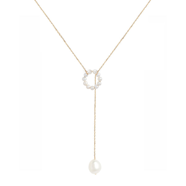 Baroque Pearl Circle Lariat Necklace