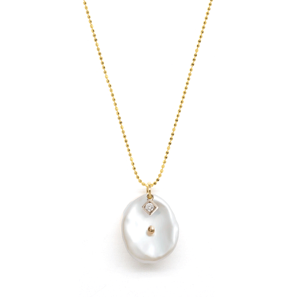 Petal Pearl Diamond Pendant Necklace