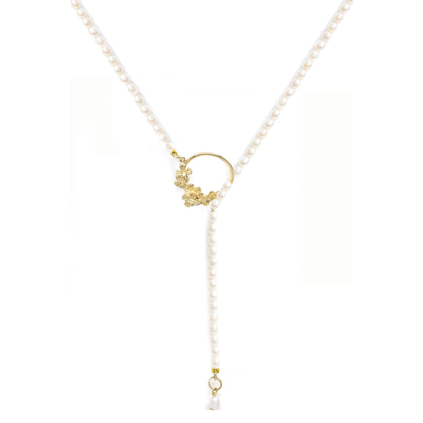 Gold Blossom Keshi Pearl Pull Through Necklace