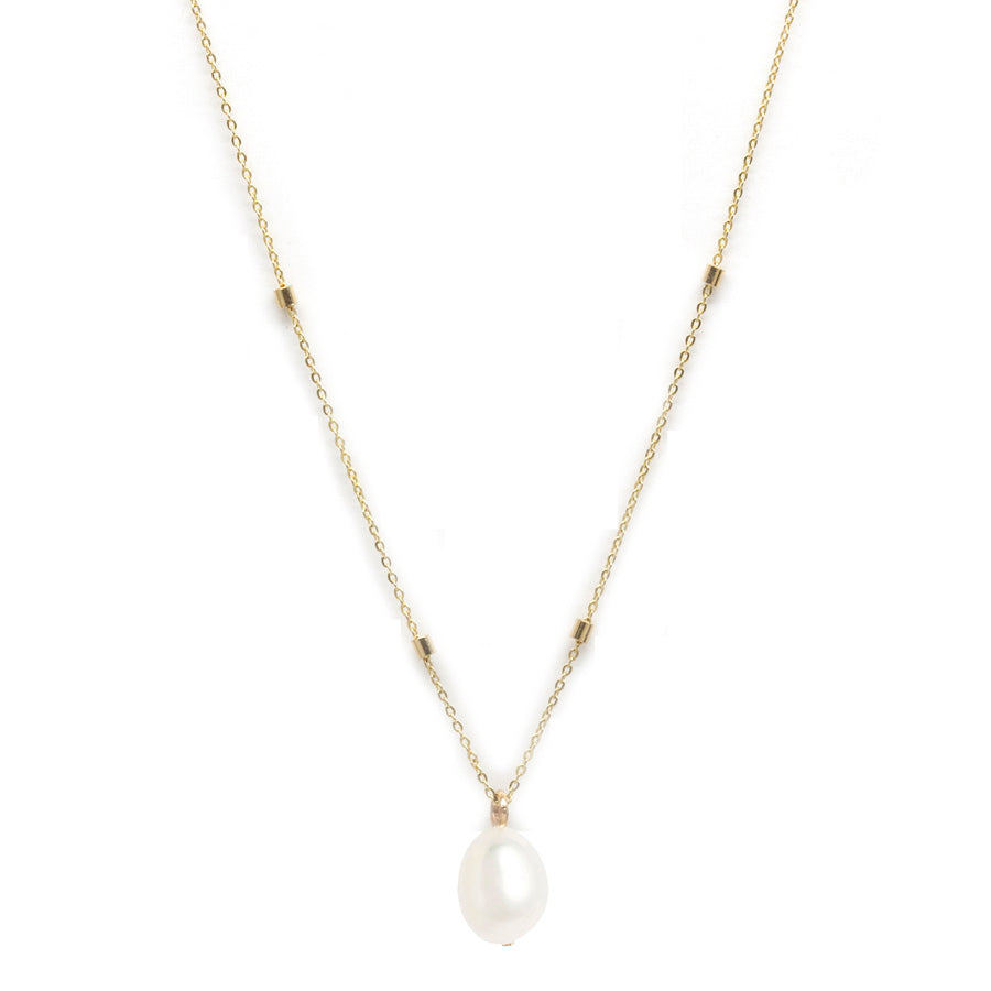 Petite Oval Pearl Bead Necklace