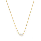 Petite Oval Pearl Solitaire Necklace