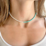 Contrast Pearl Turquoise Necklace