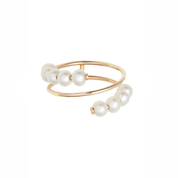 Double Baby Pearl Spiral Ring