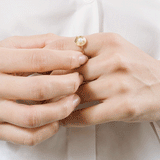 Gold Petal Pearl Ring