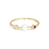 Ruby Pearl Diamond Ring