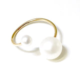 Double Pearl Open Spiral Ring