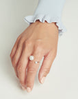 Double Pearl Open Spiral Ring