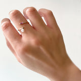 Baguette Pink Sapphire Pearl Dangle Ring