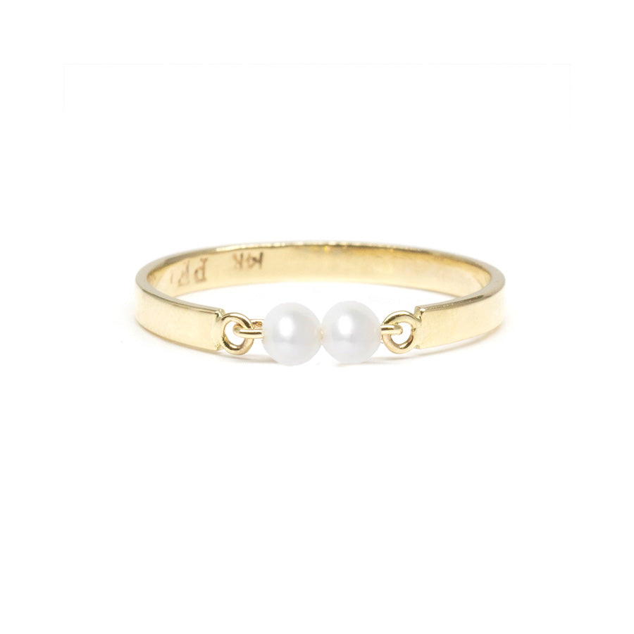 Pearl ring sales gold band