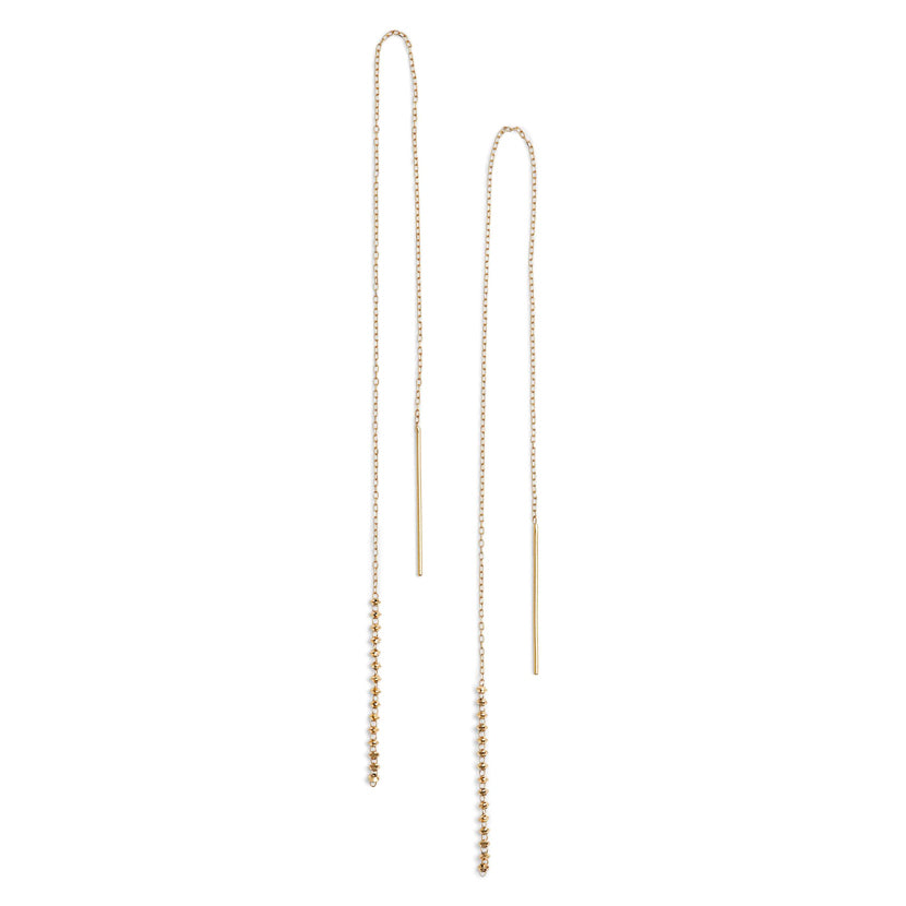 Amazon.com: Gold Bar Threader Earrings Silver Simple Long Chain Dangling  Drop Minimalist Tassel Double Piercings Pull Through Earrings : Clothing,  Shoes & Jewelry