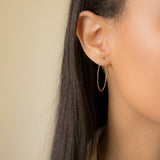 18K Medium Skinny Beaded Hoop Earrings